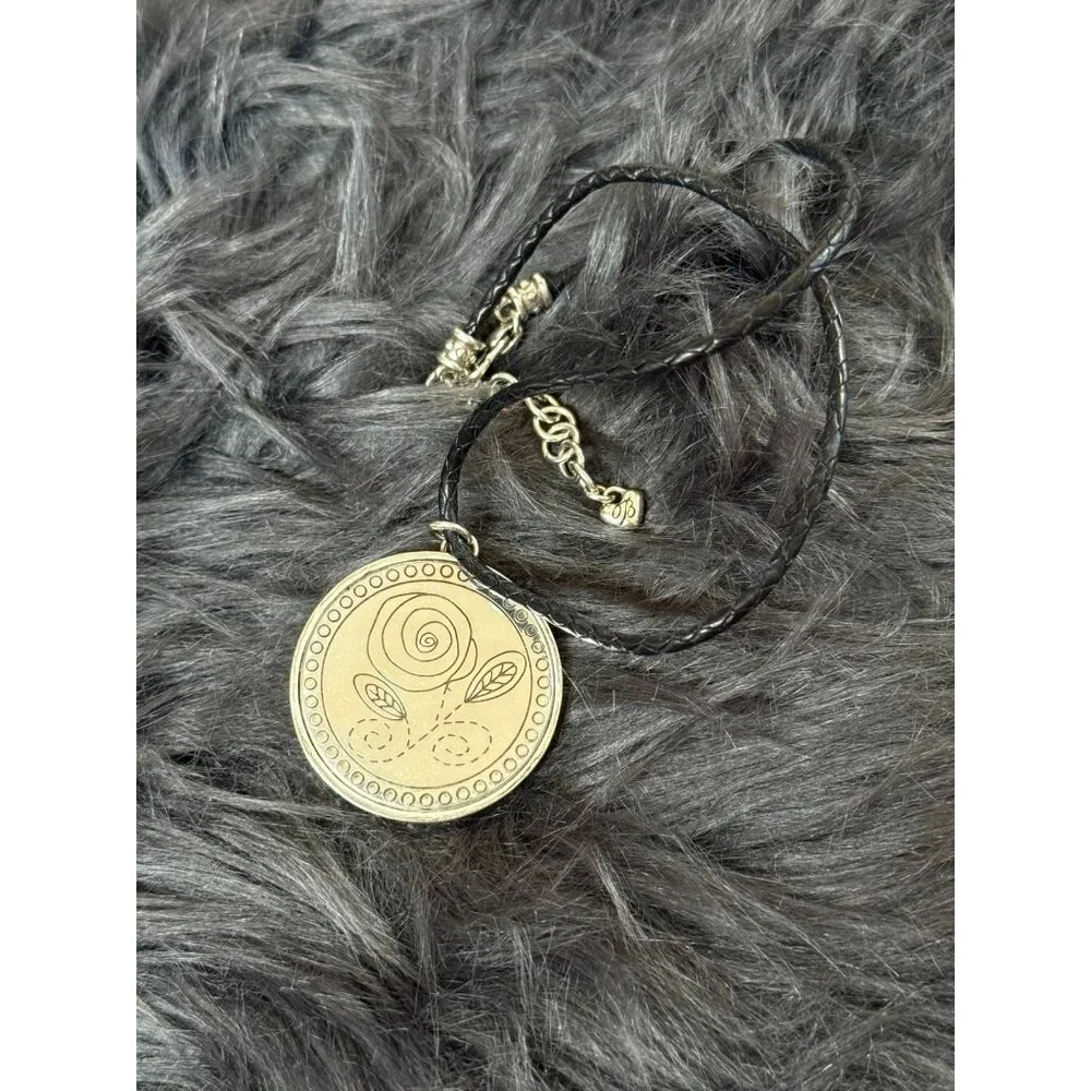 Brighton Black Cord Flower‎ Pendant Necklace